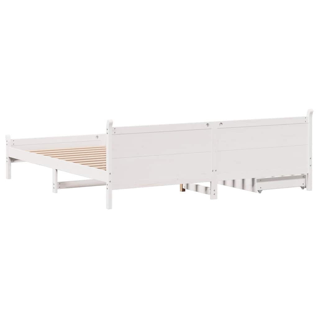 vidaXL Bed Frame without Mattress White 180x200 cm Super King Solid Wood Pine