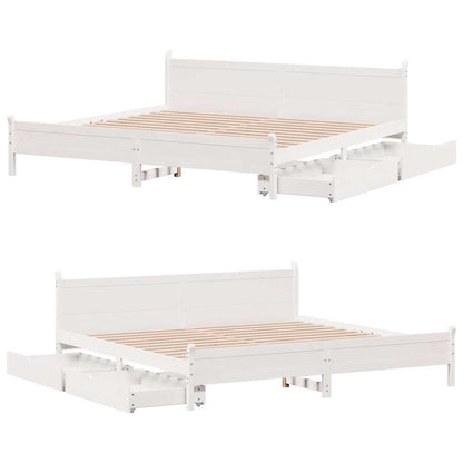 vidaXL Bed Frame without Mattress White 180x200 cm Super King Solid Wood Pine