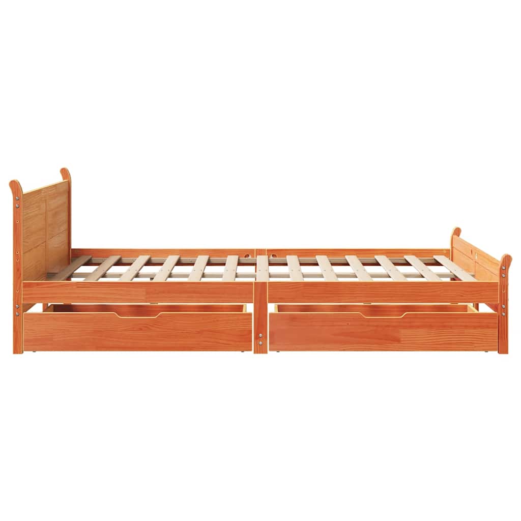 vidaXL Bed Frame without Mattress Wax Brown 160x200 cm Solid Wood Pine