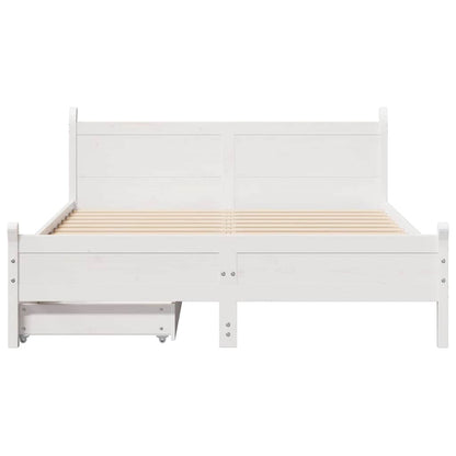 vidaXL Bed Frame without Mattress White 150x200 cm King Size Solid Wood Pine