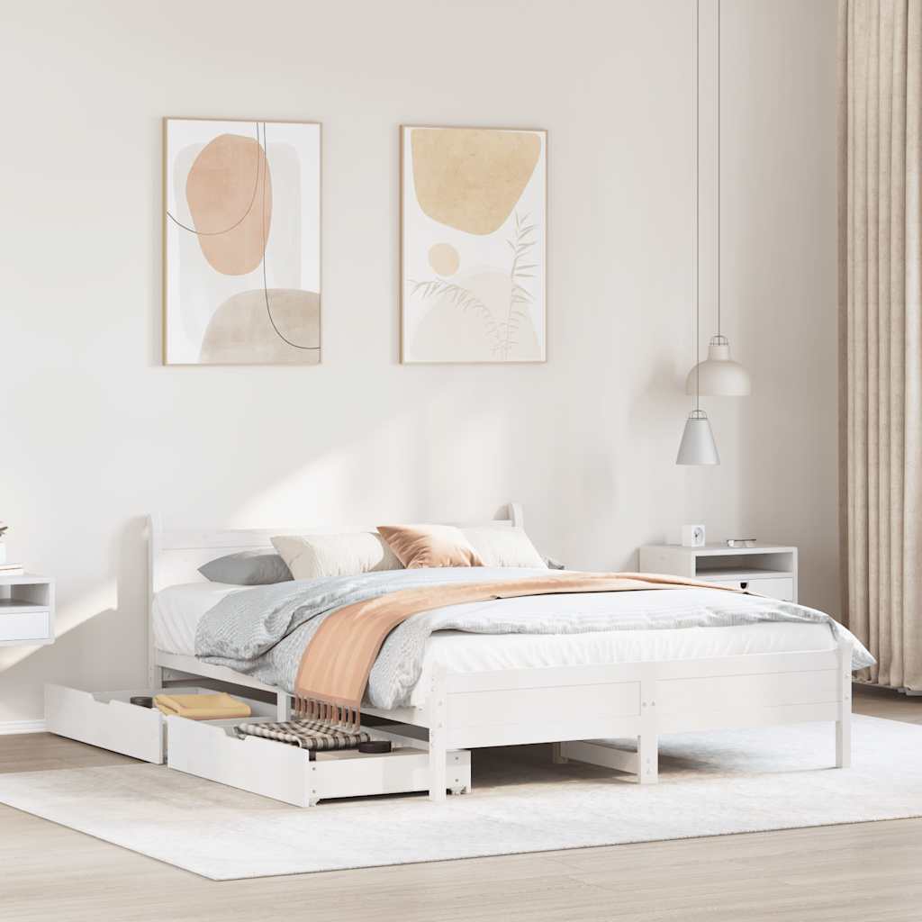 vidaXL Bed Frame without Mattress White 120x200 cm Solid Wood Pine