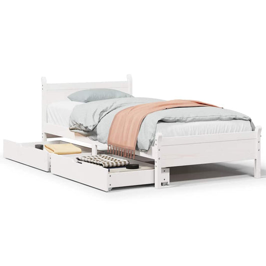 vidaXL Bed Frame without Mattress White 90x200 cm Solid Wood Pine