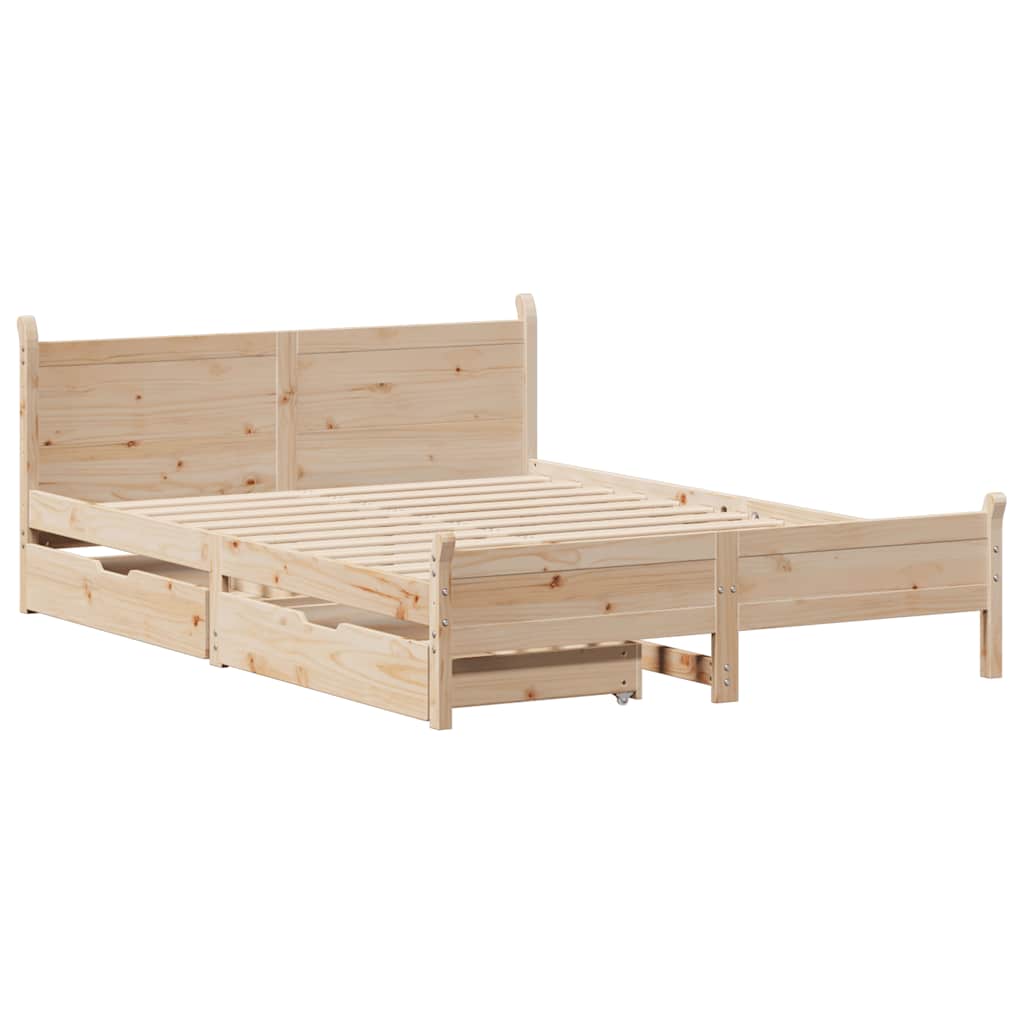 vidaXL Bed Frame without Mattress 140x190 cm Solid Wood Pine