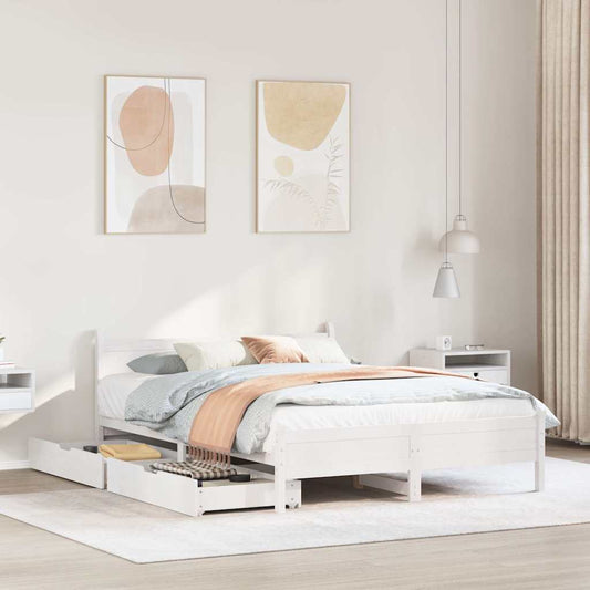 vidaXL Bed Frame without Mattress White 140x190 cm Solid Wood Pine
