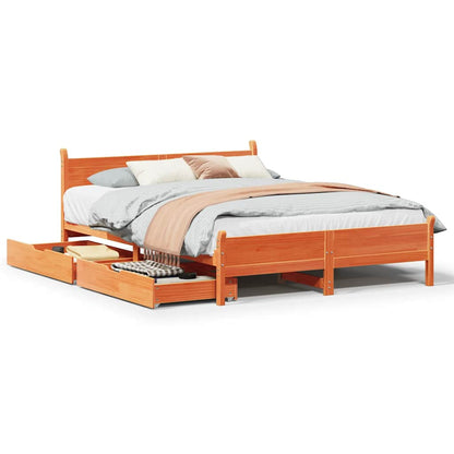 vidaXL Bed Frame without Mattress Wax Brown 140x190 cm Solid Wood Pine