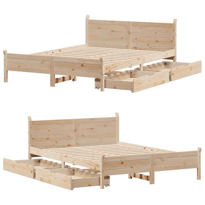vidaXL Bed Frame without Mattress 135x190 cm Double Solid Wood Pine