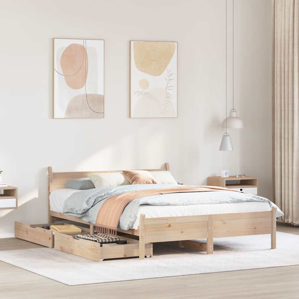 vidaXL Bed Frame without Mattress 135x190 cm Double Solid Wood Pine