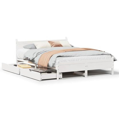 vidaXL Bed Frame without Mattress White 135x190 cm Double Solid Wood Pine