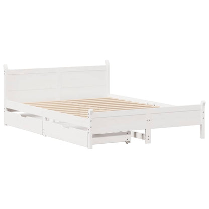 vidaXL Bed Frame without Mattress White 135x190 cm Double Solid Wood Pine