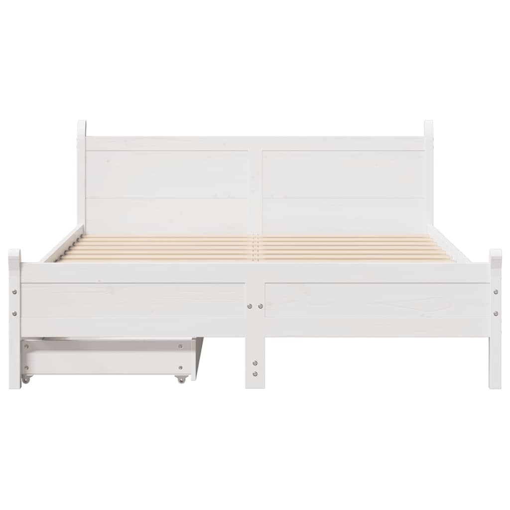 vidaXL Bed Frame without Mattress White 135x190 cm Double Solid Wood Pine