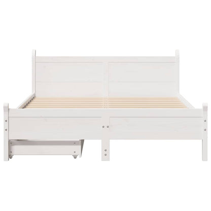 vidaXL Bed Frame without Mattress White 135x190 cm Double Solid Wood Pine