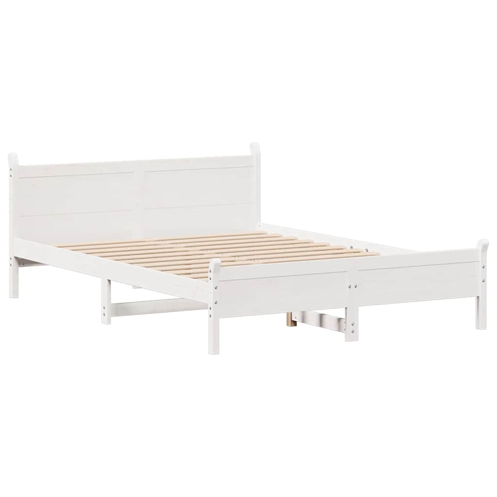vidaXL Bed Frame without Mattress White 135x190 cm Double Solid Wood Pine