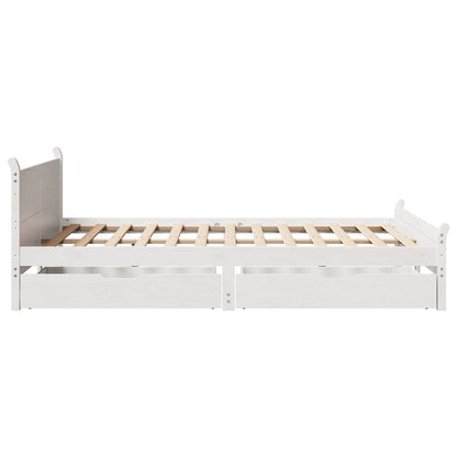 vidaXL Bed Frame without Mattress White 135x190 cm Double Solid Wood Pine