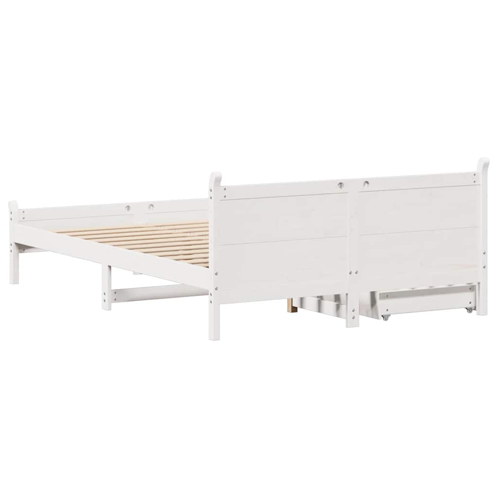 vidaXL Bed Frame without Mattress White 135x190 cm Double Solid Wood Pine