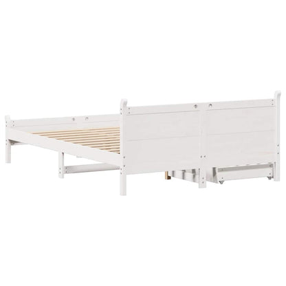 vidaXL Bed Frame without Mattress White 135x190 cm Double Solid Wood Pine