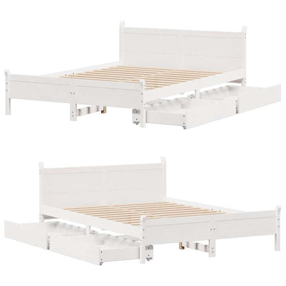 vidaXL Bed Frame without Mattress White 135x190 cm Double Solid Wood Pine