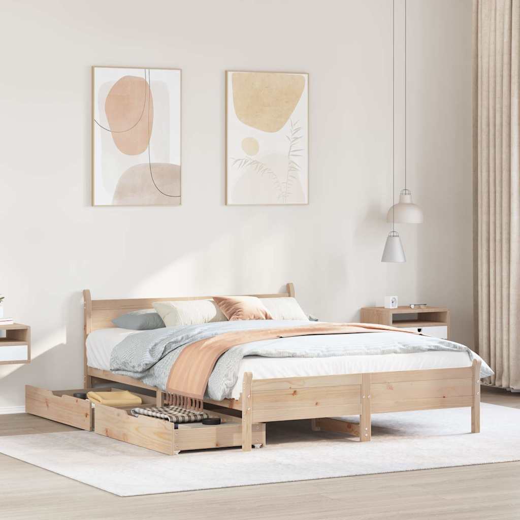 vidaXL Bed Frame without Mattress 120x190 cm Small Double Solid Wood Pine