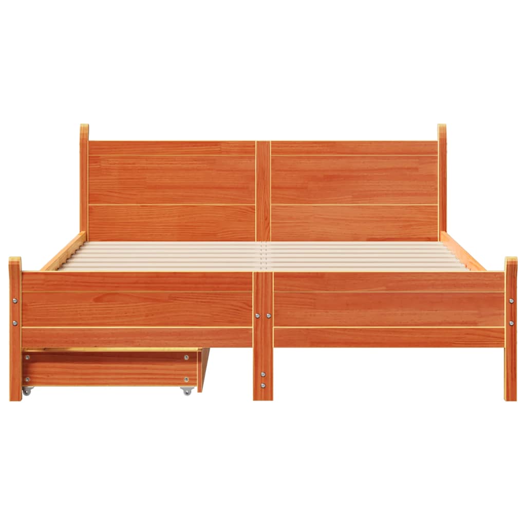 vidaXL Bed Frame without Mattress Wax Brown 120x190 cm Small Double Solid Wood Pine