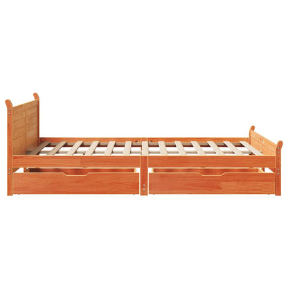 vidaXL Bed Frame without Mattress Wax Brown 120x190 cm Small Double Solid Wood Pine