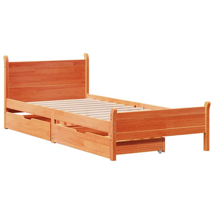 vidaXL Bed Frame without Mattress Wax Brown 75x190 cm Small Single Solid Wood Pine