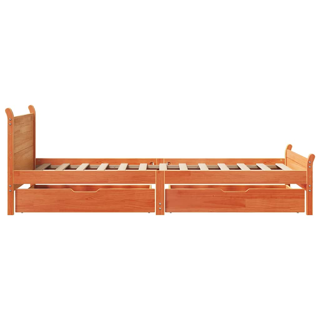 vidaXL Bed Frame without Mattress Wax Brown 75x190 cm Small Single Solid Wood Pine