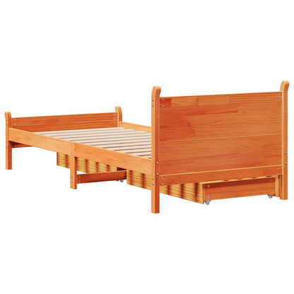vidaXL Bed Frame without Mattress Wax Brown 75x190 cm Small Single Solid Wood Pine