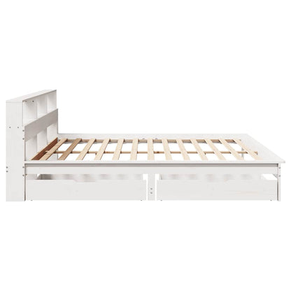 vidaXL Bookcase Bed without Mattress White 200x200 cm Solid Wood Pine
