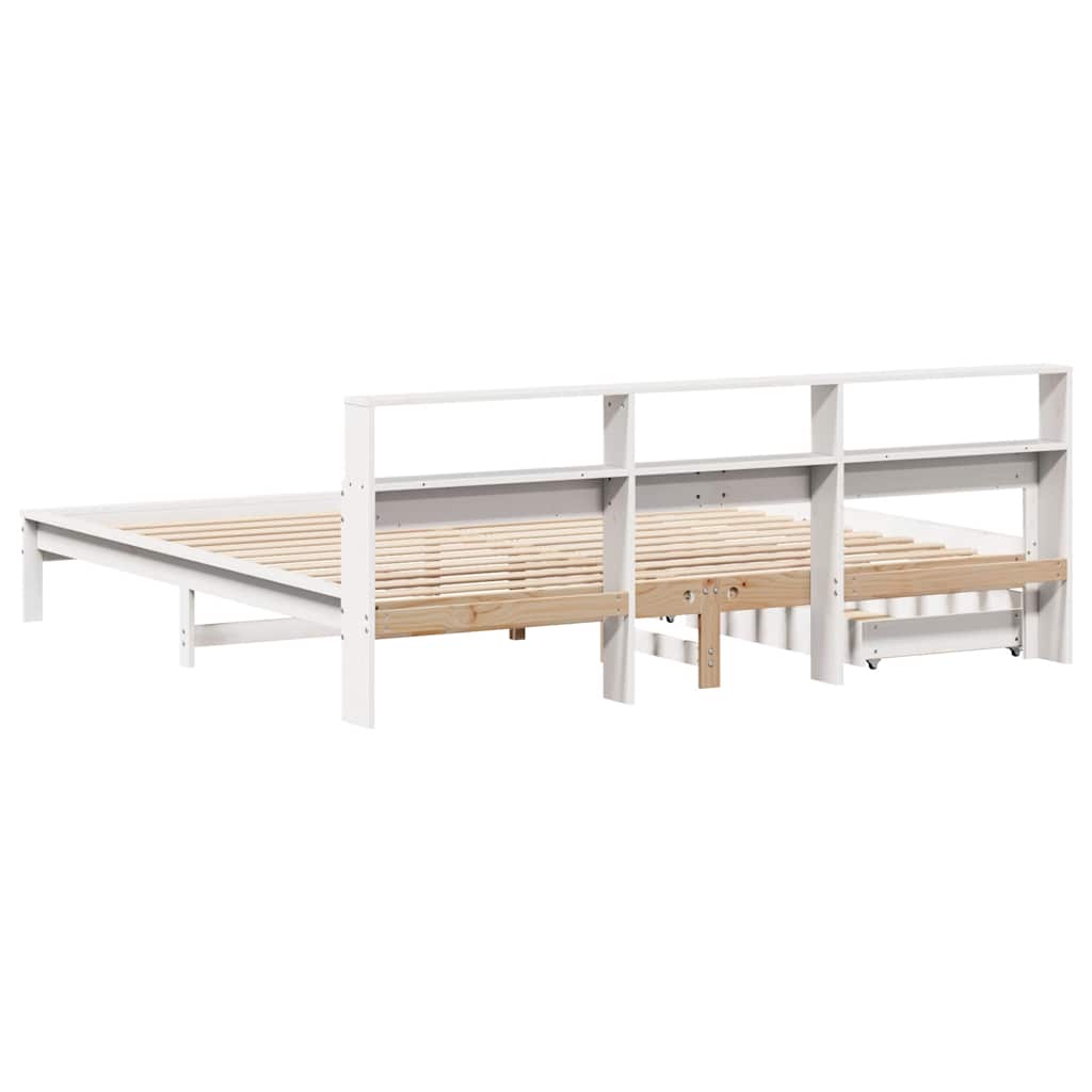 vidaXL Bookcase Bed without Mattress White 200x200 cm Solid Wood Pine