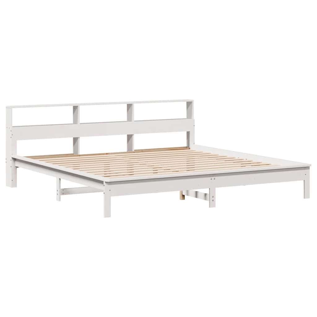vidaXL Bookcase Bed without Mattress White 200x200 cm Solid Wood Pine