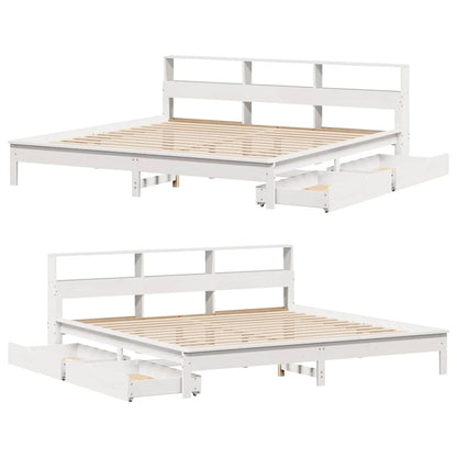 vidaXL Bookcase Bed without Mattress White 200x200 cm Solid Wood Pine