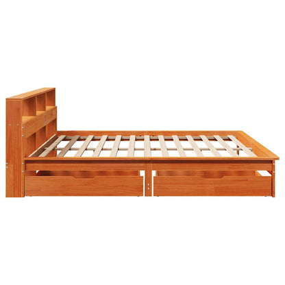 vidaXL Bookcase Bed without Mattress Wax Brown 200x200 cm Solid Wood Pine