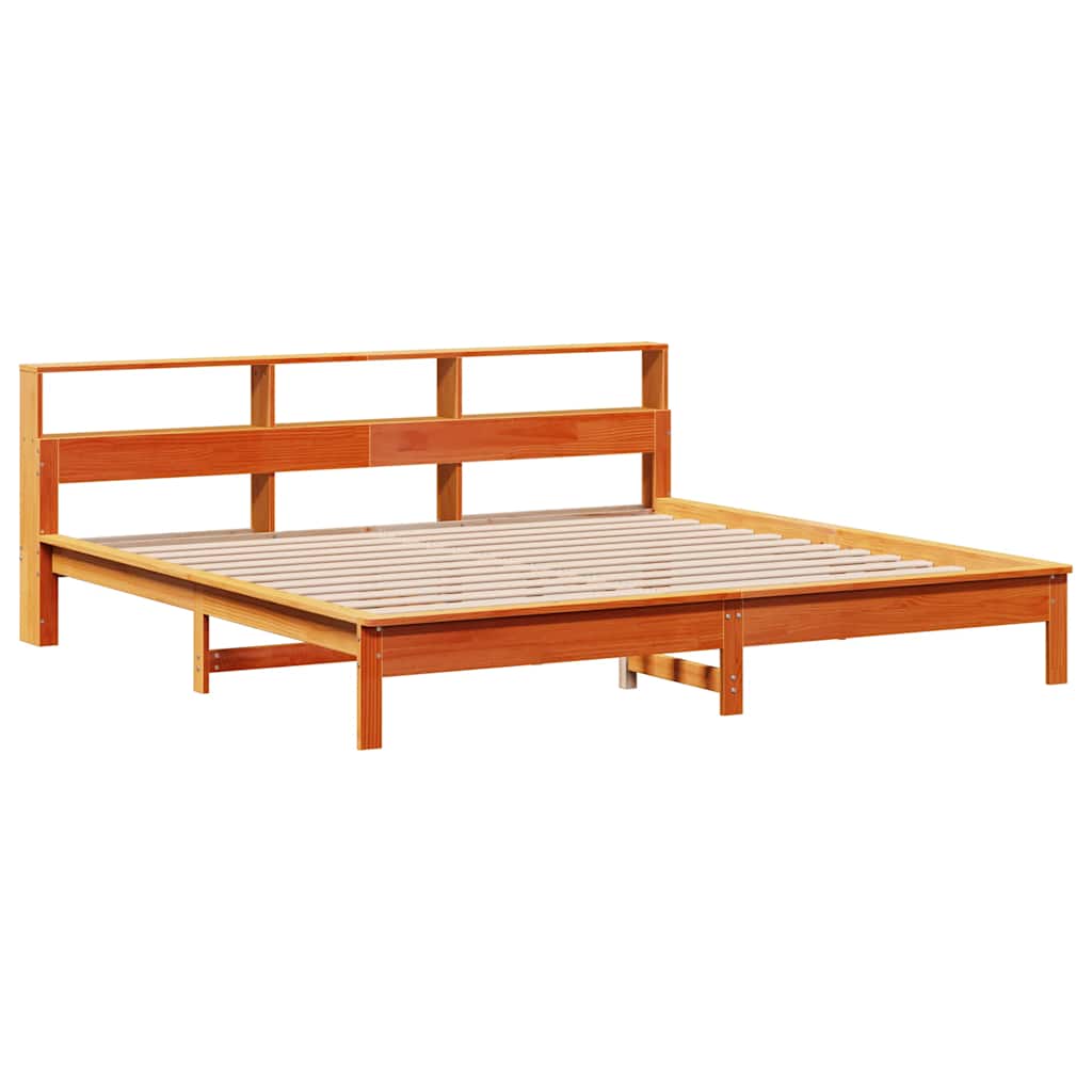 vidaXL Bookcase Bed without Mattress Wax Brown 200x200 cm Solid Wood Pine