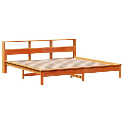 vidaXL Bookcase Bed without Mattress Wax Brown 200x200 cm Solid Wood Pine