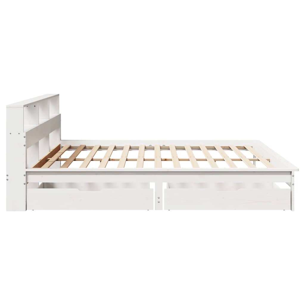 vidaXL Bookcase Bed without Mattress White 180x200 cm Super King Solid Wood Pine