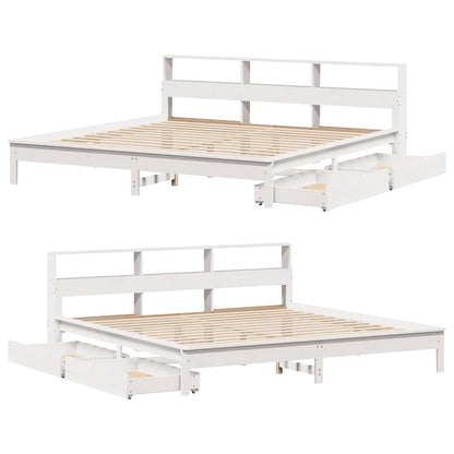 vidaXL Bookcase Bed without Mattress White 180x200 cm Super King Solid Wood Pine