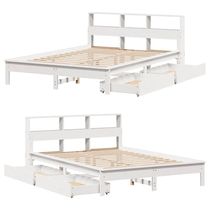 vidaXL Bookcase Bed without Mattress White 160x200 cm Solid Wood Pine