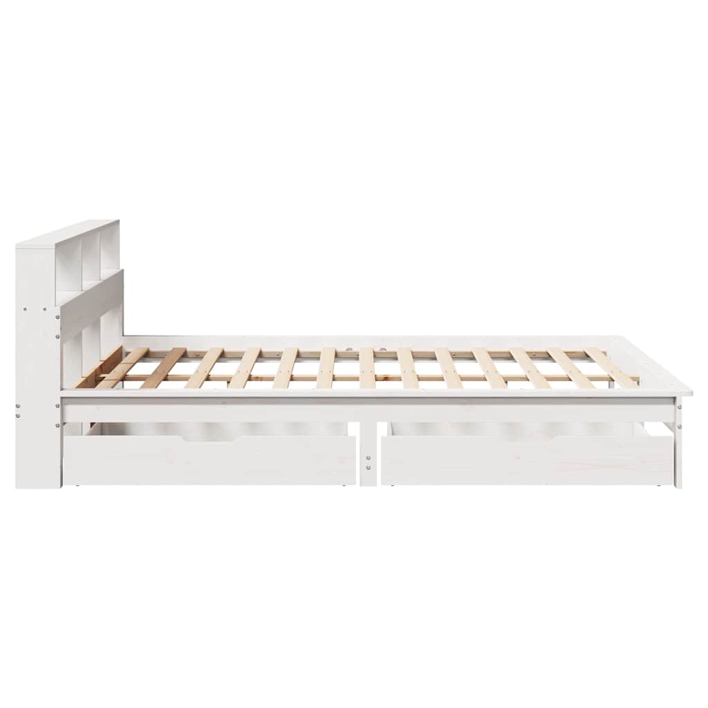vidaXL Bookcase Bed without Mattress White 150x200 cm King Size Solid Wood Pine