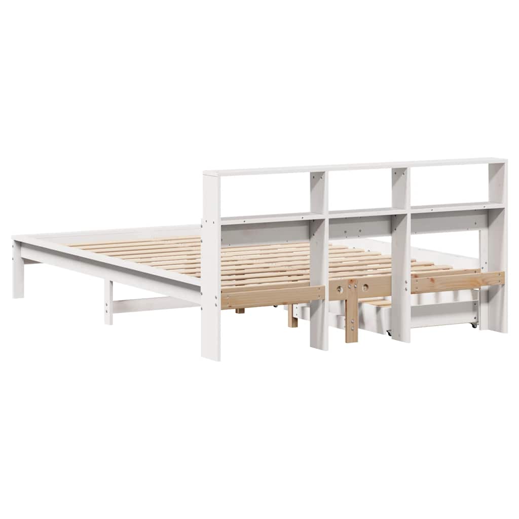 vidaXL Bookcase Bed without Mattress White 150x200 cm King Size Solid Wood Pine