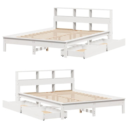 vidaXL Bookcase Bed without Mattress White 150x200 cm King Size Solid Wood Pine