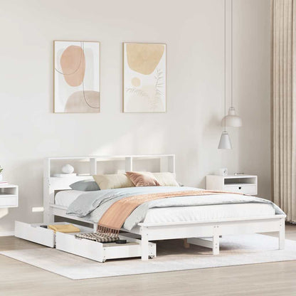 vidaXL Bookcase Bed without Mattress White 150x200 cm King Size Solid Wood Pine