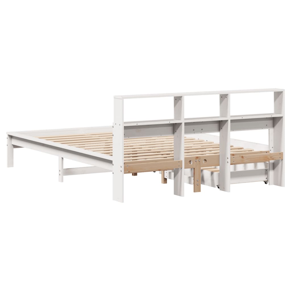 vidaXL Bookcase Bed without Mattress White 140x200 cm Solid Wood Pine