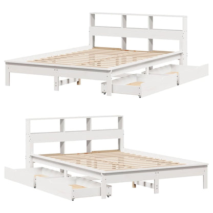 vidaXL Bookcase Bed without Mattress White 140x200 cm Solid Wood Pine