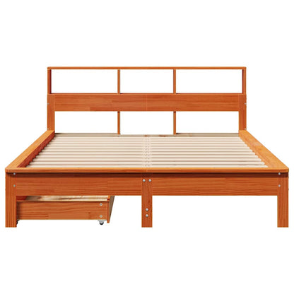 vidaXL Bookcase Bed without Mattress Wax Brown 140x200 cm Solid Wood Pine