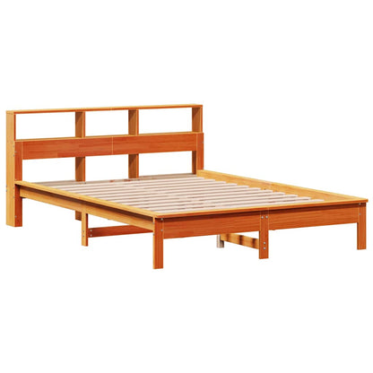 vidaXL Bookcase Bed without Mattress Wax Brown 140x200 cm Solid Wood Pine