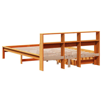 vidaXL Bookcase Bed without Mattress Wax Brown 120x200 cm Solid Wood Pine