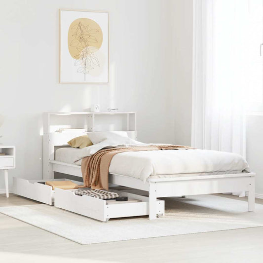 vidaXL Bookcase Bed without Mattress White 100x200 cm Solid Wood Pine
