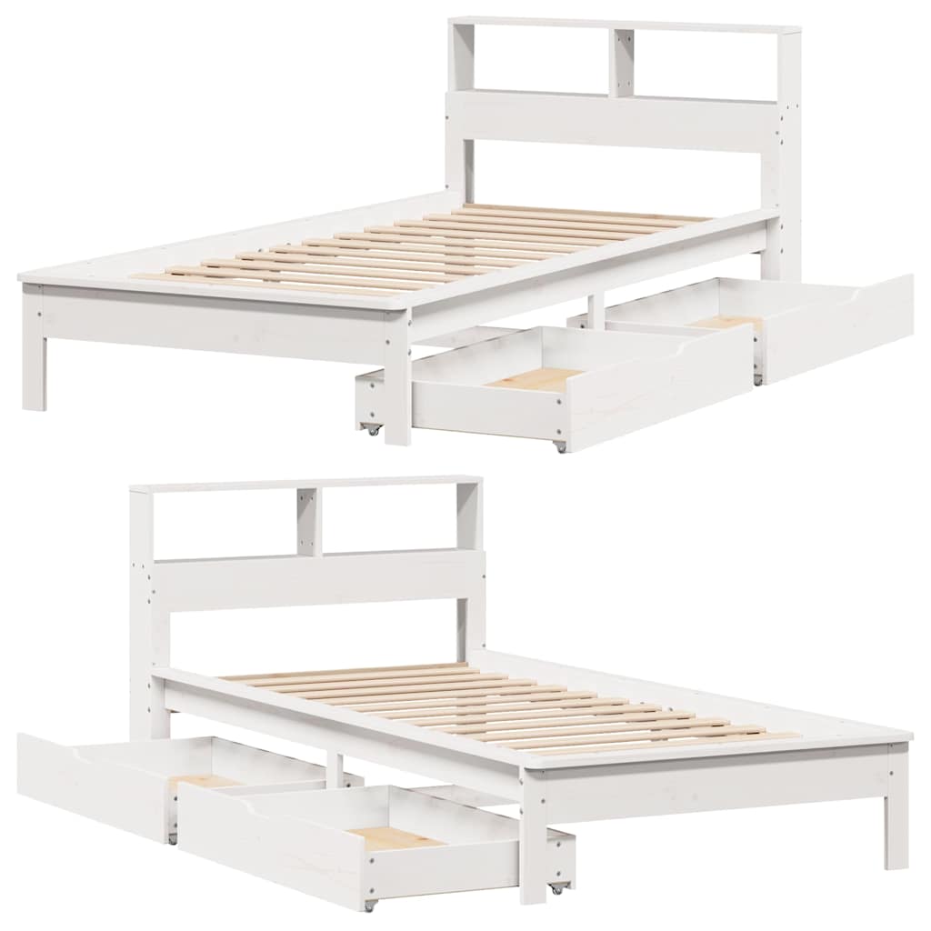 vidaXL Bookcase Bed without Mattress White 90x200 cm Solid Wood Pine