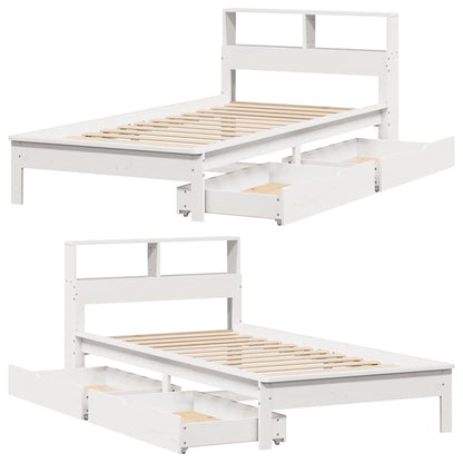 vidaXL Bookcase Bed without Mattress White 90x200 cm Solid Wood Pine