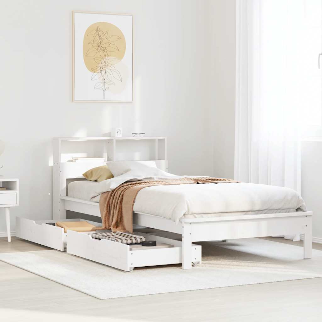 vidaXL Bookcase Bed without Mattress White 90x200 cm Solid Wood Pine