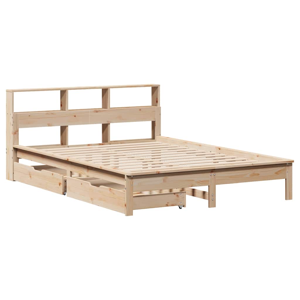 vidaXL Bookcase Bed without Mattress 140x190 cm Solid Wood Pine